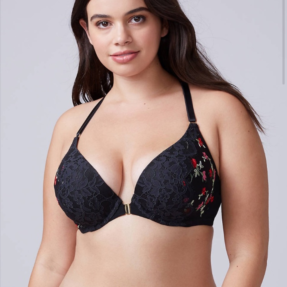 NWT floral embroidered front close push up Bra 40D